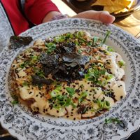 The delicious vegan okonomiyaki (Japanese pancake) at Boneless Vegetarian Cafe in Bermagui