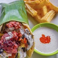 Vegan Falafel And Jackfruit Wrap—Looks Better Than It Tastes #Veganuary at Mama's Garden - Maybe closed in 