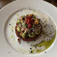 Chickpea steak with coconut milk and herb oil  at Under Sejlet in Aabenraa