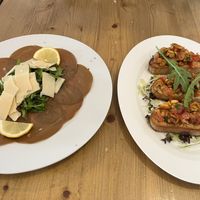 Vegan carpaccio and bruschetta   at Pizzeria Trattoria Sorrentino in Cologne