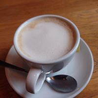 Cappuccino mit Hafermilch at Hans im Glück in Dortmund