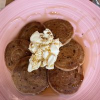 Pancakes with syrup and butter 💖 at Eqvilibrivm Cafe in Barcelona
