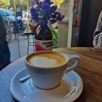 Coffee latte at Eqvilibrivm Cafe in Barcelona