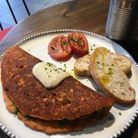 Chickpea omelette  at Eqvilibrivm Cafe in Barcelona