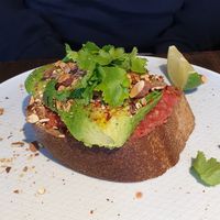 Avocado "toast" at Eqvilibrivm Cafe in Barcelona