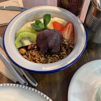 Porridge with açaí   at Eqvilibrivm Cafe in Barcelona