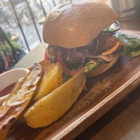 Tempeh burger   at Eqvilibrivm Cafe in Barcelona