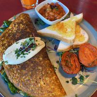 Tofu omelette with GF bread  at Eqvilibrivm Cafe in Barcelona