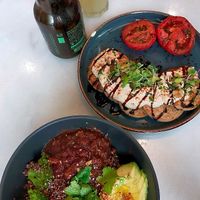 buddha bowl and savoury pancakes at Eqvilibrivm Cafe in Barcelona