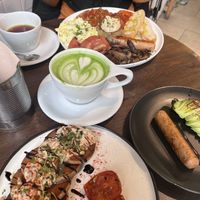 Cream cheese pancakes and full English  at Eqvilibrivm Cafe in Barcelona