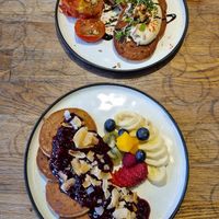 Pan cakes, sweet and savoury. at Eqvilibrivm Cafe in Barcelona
