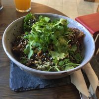Kimchy and Teriyaki Buddha Bowl at Eqvilibrivm Cafe in Barcelona