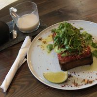 Avocado on toast at Eqvilibrivm Cafe in Barcelona
