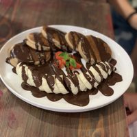 Chocolate pancakes! at Eqvilibrivm Cafe in Barcelona