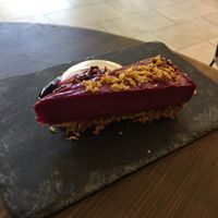 Delicious raw cheesecake at Eqvilibrivm Cafe in Barcelona