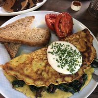 Chickpea omelette  at Eqvilibrivm Cafe in Barcelona