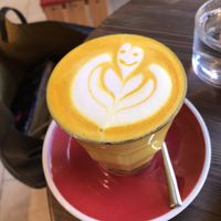Turmeric latte  at Eqvilibrivm Cafe in Barcelona