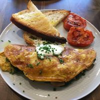 Chickpea omolette  at Eqvilibrivm Cafe in Barcelona