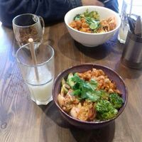 Great Buddha bowl and sour lemonade at Eqvilibrivm Cafe in Barcelona