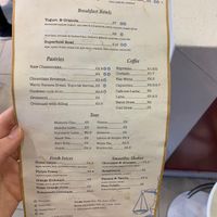 Menu back at Eqvilibrivm Cafe in Barcelona