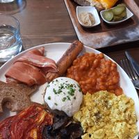 Full English and HP sauce available too! at Eqvilibrivm Cafe in Barcelona