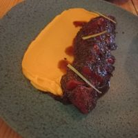 Watermelon tataki with a subtle wasabi and carrot sauce. at Pisco in Vila Do Bispo