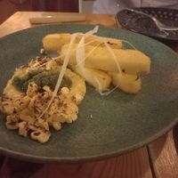 Corn dish: Polenta, pop corn, corn sauce and a lemon gremolata. at Pisco in Vila Do Bispo