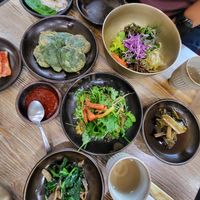 BiBimBap with all the sides!!! at Babiboyak in Jeju