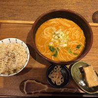 Summer special spicy soup  at Mumokuteki Vegan Cafe in Kyoto