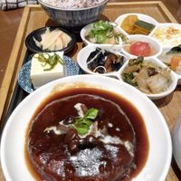 One of the Japanese set available. Y1500 (dinner price, excl tax). This is very good. The steak like patty was very delicious. at Mumokuteki Vegan Cafe in Kyoto