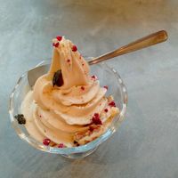 Vegan soft cream at Mumokuteki Vegan Cafe in Kyoto