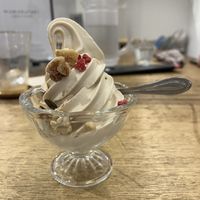 Soft serve soy ice cream  at Mumokuteki Vegan Cafe in Kyoto