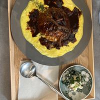 Yuba “eggs” and a side of whimsical vegetables  at Mumokuteki Vegan Cafe in Kyoto