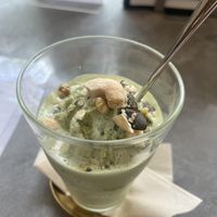 Matcha smoothie  at Mumokuteki Vegan Cafe in Kyoto