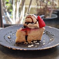 Strawberry shortcake (seasonal special) at Mumokuteki Vegan Cafe in Kyoto