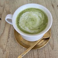 Matcha lattee  at Mumokuteki Vegan Cafe in Kyoto