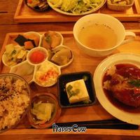 Hamburger Set (my favourite)  at Mumokuteki Vegan Cafe in Kyoto