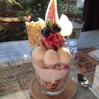soy milk parfait at Mumokuteki Vegan Cafe in Kyoto