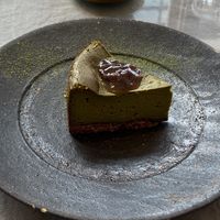 Matcha cheesecake at Mumokuteki Vegan Cafe in Kyoto