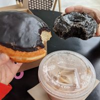 Boston Creme, chocolate cake & iced chai at Lovebirds Donuts in Kittery