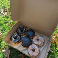 Ganache Dipped, Boston Cream, and Vanilla Brioche at Lovebirds Donuts in Kittery