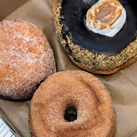 S'mores , old fashioned and blueberry filled. at Lovebirds Donuts in Kittery