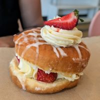 Strawberry shortcake, looks a lot better than it's tastes at Lovebirds Donuts in Kittery