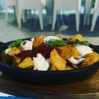 Vegan patatas bravas at Oceana Club in Benissa
