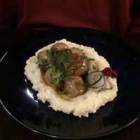 Veggie ‘meatballs’ and mash at Euro Kitchen in Fitzroy
