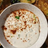 Breaded fried eggplant and zucchini with dip at Euro Kitchen in Fitzroy