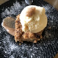 The most delicious apple crumble I have ever tasted  at Euro Kitchen in Fitzroy