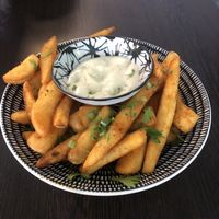 Yummy chips with scrumptious dip at Euro Kitchen in Fitzroy
