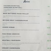 Menu mains at Euro Kitchen in Fitzroy