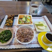 Meal set (surprise meals), including a unique medical soup at Miào Shàn GōngZhǔ 妙善公主素食養心鍋 - Princess Vegan Hot Pot  in Kaohsiung